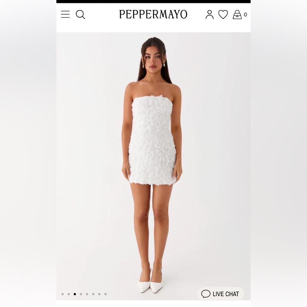 Peppermayo White Strapless Floral Dress